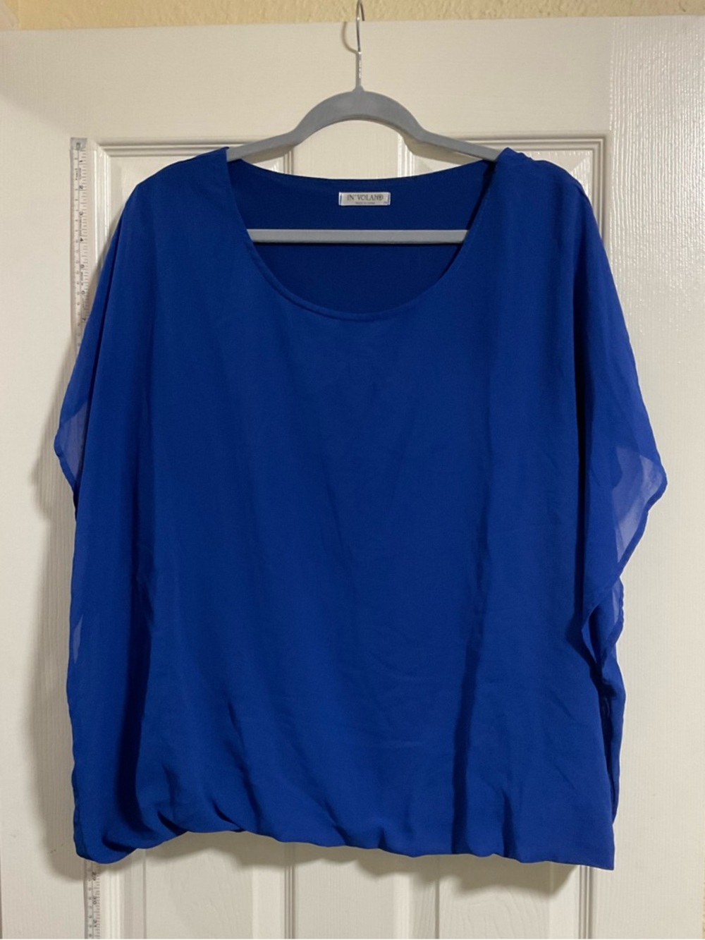 IN VOLAND Royal Blue Scoop Neck Blouson Top